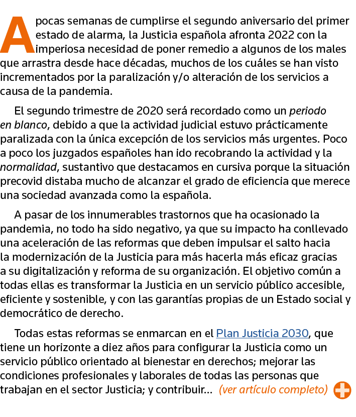 A pocas semanas de cumplirse el segundo aniversario del primer estado de alarma, la Justicia española afronta 2022 co   