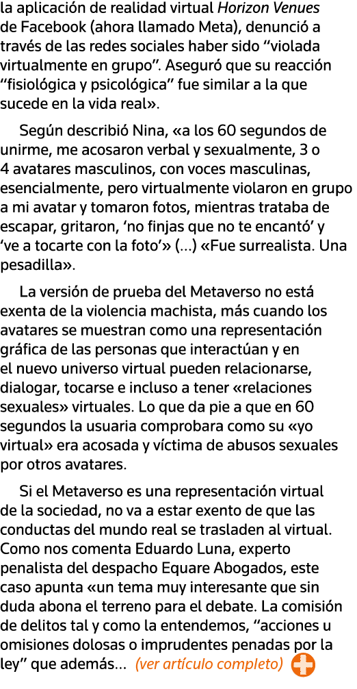 la aplicación de realidad virtual Horizon Venues de Facebook (ahora llamado Meta), denunció a través de las redes soc   