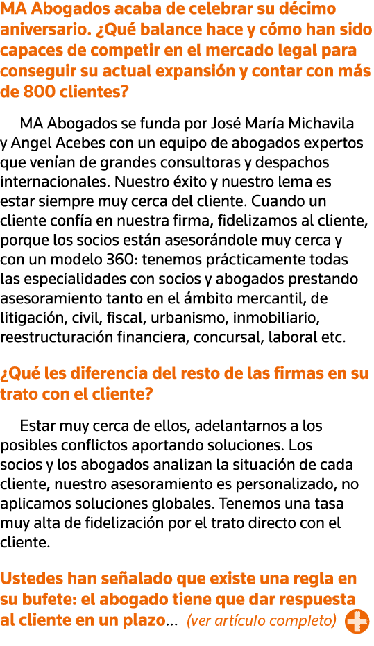 MA Abogados acaba de celebrar su décimo aniversario   Qué balance hace y cómo han sido capaces de competir en el merc   