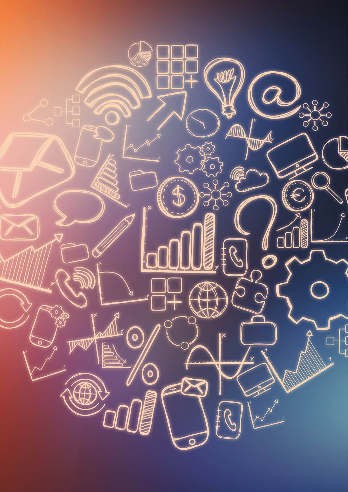 Circle view of business hand drawn icons 