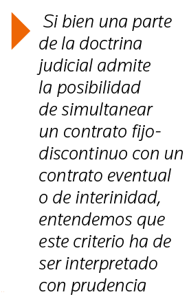   Si bien una parte de la doctrina judicial admite la posibilidad de simultanear un contrato fijo-discontinuo con un    