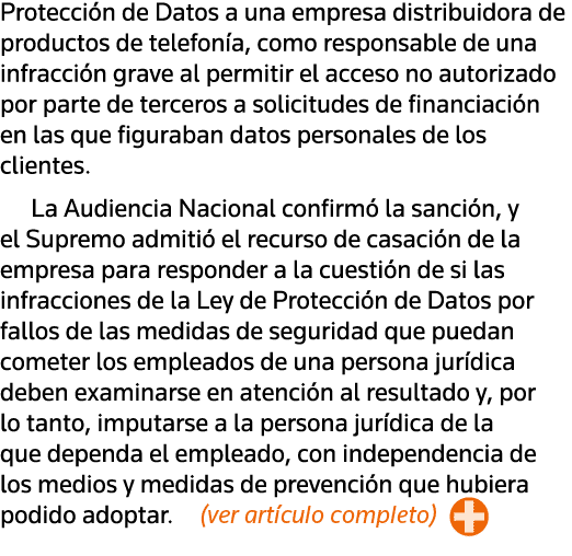 Protección de Datos a una empresa distribuidora de productos de telefonía, como responsable de una infracción grave a   