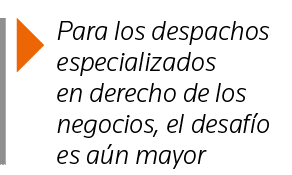  Para los despachos especializados en derecho de los negocios, el desafío es aún mayor