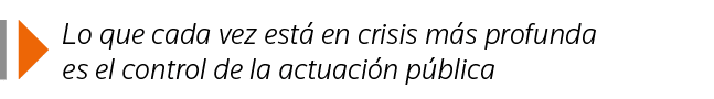  Lo que cada vez está en crisis más profunda es el control de la actuación pública