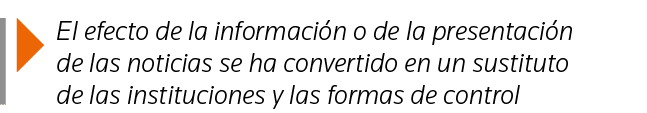  El efecto de la información o de la presentación de las noticias se ha convertido en un sustituto de las institucion   