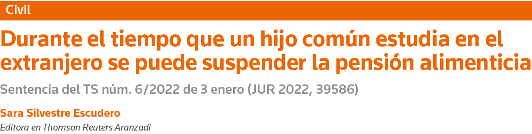 Civil Durante el tiempo que un hijo común estudia en el extranjero se puede suspender la pensión alimenticia Sentenci   