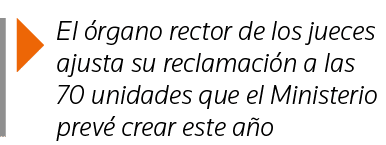  El órgano rector de los jueces ajusta su reclamación a las 70 unidades que el Ministerio prevé crear este año