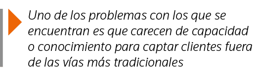 Uno de los problemas con los que se encuentran es que carecen de capacidad o conocimiento para captar clientes fuera   