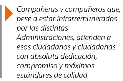  Compañeras y compañeros que, pese a estar infrarremunerados por las distintas Administraciones, atienden a esos ciud   