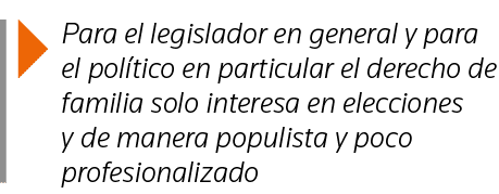  Para el legislador en general y para el político en particular el derecho de familia solo interesa en elecciones y d   
