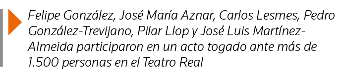  Felipe González, José María Aznar, Carlos Lesmes, Pedro González-Trevijano, Pilar Llop y José Luis Martínez-Almeida    