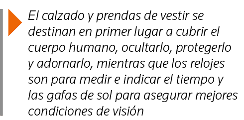  El calzado y prendas de vestir se destinan en primer lugar a cubrir el cuerpo humano, ocultarlo, protegerlo y adorna   