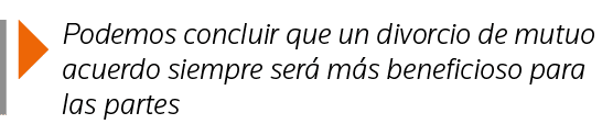  Podemos concluir que un divorcio de mutuo acuerdo siempre será más beneficioso para las partes