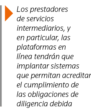  Los prestadores de servicios intermediarios, y en particular, las plataformas en línea tendrán que implantar sistema   