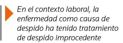  En el contexto laboral, la enfermedad como causa de despido ha tenido tratamiento de despido improcedente