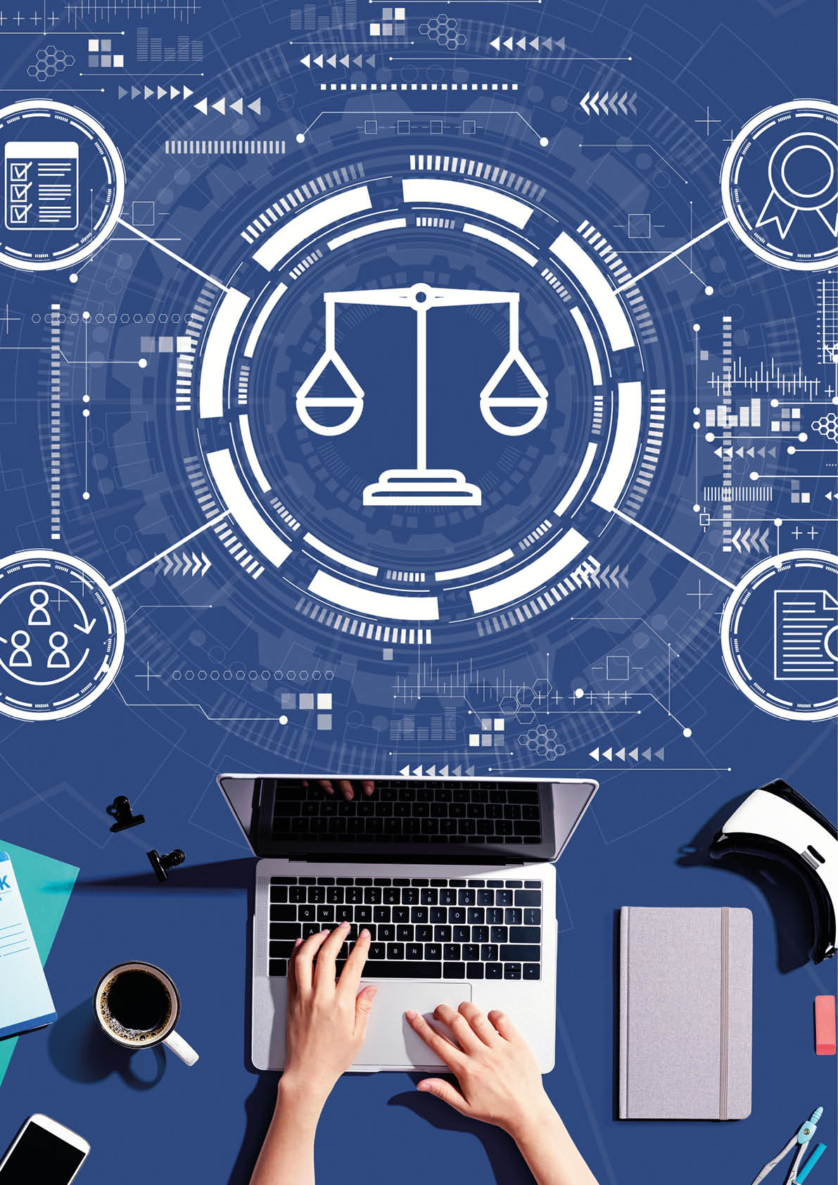 Legal advice service concept with person using a laptop computer