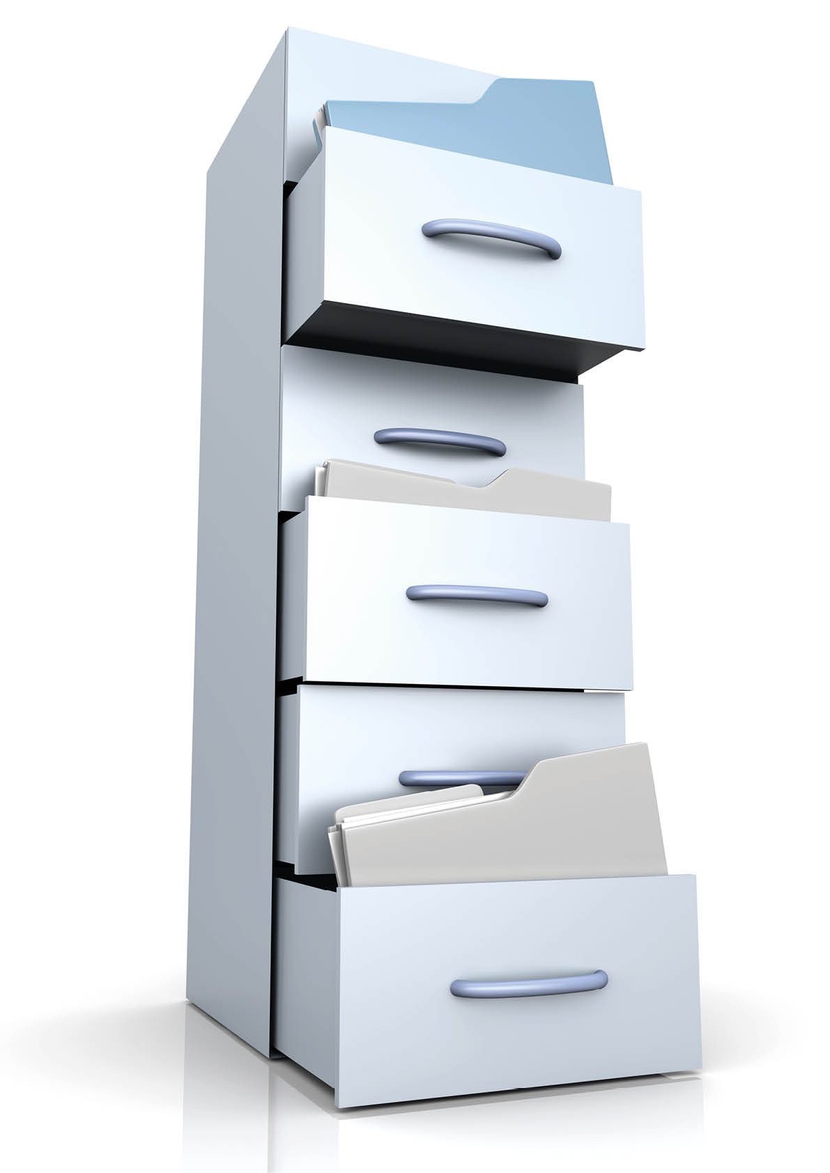 A filing cabinet with folders  3d illustration 
