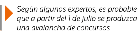 Según algunos expertos, es probable que a partir del 1 de julio se produzca una avalancha de concursos
