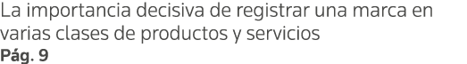 La importancia decisiva de registrar una marca en varias clases de productos y servicios Pág  9