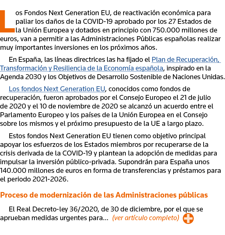 Los Fondos Next Generation EU, de reactivación económica para paliar los daños de la COVID-19 aprobado por los 27 Est   