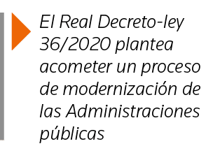  El Real Decreto-ley 36 2020 plantea acometer un proceso de modernización de las Administraciones públicas