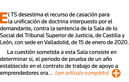  El TS desestima el recurso de casación para la unificación de doctrina interpuesto por el demandante, contra la sent   