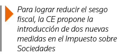  Para lograr reducir el sesgo fiscal, la CE propone la introducción de dos nuevas medidas en el Impuesto sobre Socied   