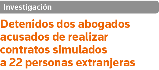 Investigación Detenidos dos abogados acusados de realizar contratos simulados a 22 personas extranjeras
