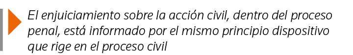  El enjuiciamiento sobre la acción civil, dentro del proceso penal, está informado por el mismo principio dispositivo   
