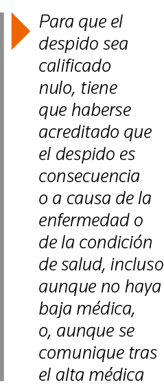  Para que el despido sea calificado nulo, tiene que haberse acreditado que el despido es consecuencia o a causa de la   