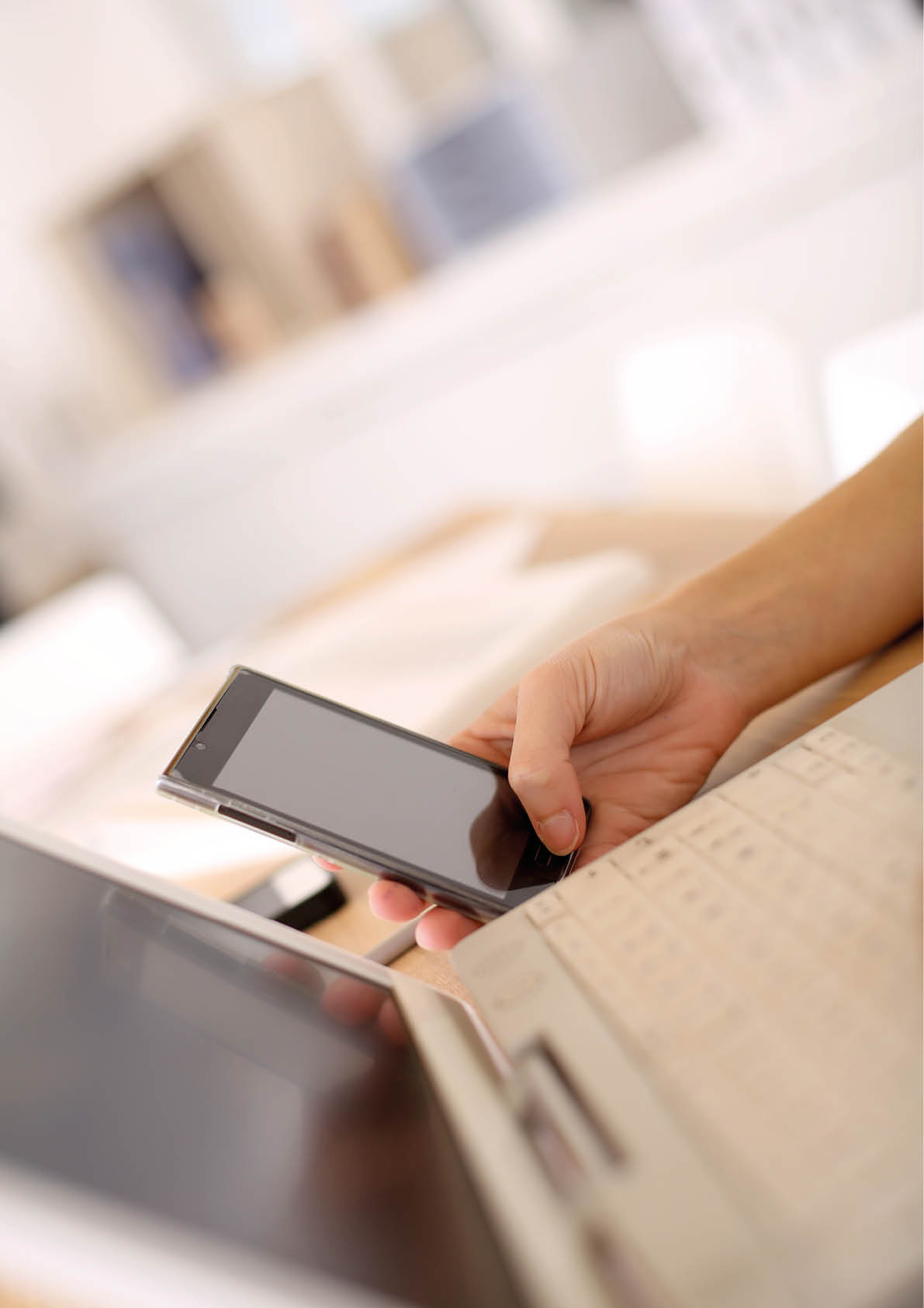 Closeup of smartphone held by hand