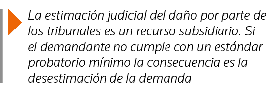  La estimación judicial del daño por parte de los tribunales es un recurso subsidiario  Si el demandante no cumple co   