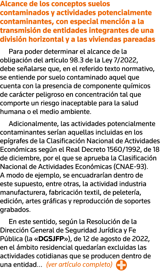 Alcance de los conceptos suelos contaminados y actividades potencialmente contaminantes, con especial mención a la tr   