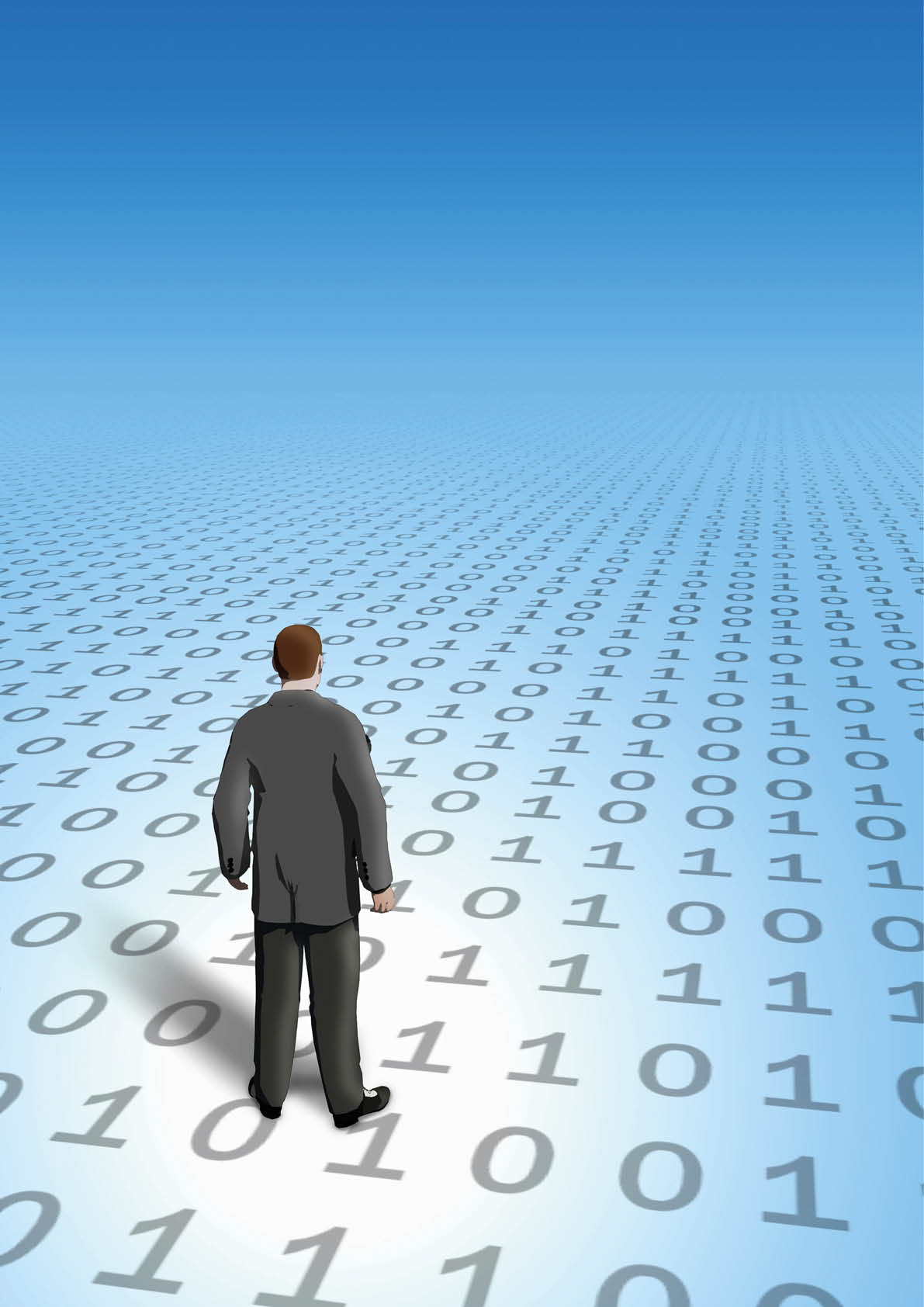 Businessman finding his way in cyberspace  Digital illustration 