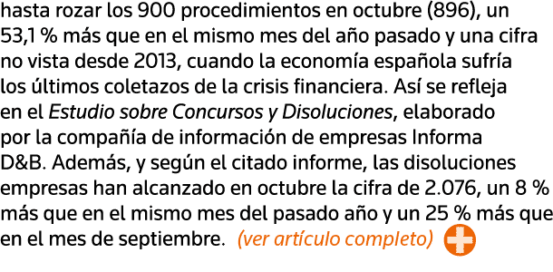 hasta rozar los 900 procedimientos en octubre (896), un 53,1 % más que en el mismo mes del año pasado y una cifra no    