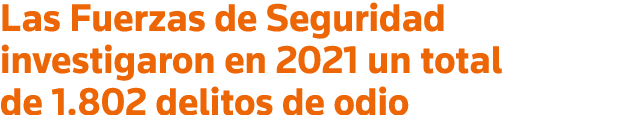 Las Fuerzas de Seguridad investigaron en 2021 un total de 1 802 delitos de odio