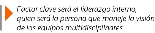  Factor clave será el liderazgo interno, quien será la persona que maneje la visión de los equipos multidisciplinares