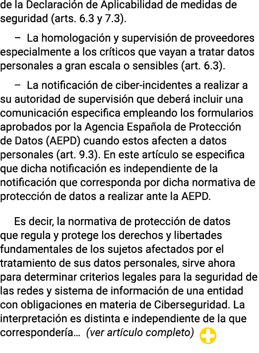 de la Declaración de Aplicabilidad de medidas de seguridad (arts  6 3 y 7 3)    La homologación y supervisión de prov   
