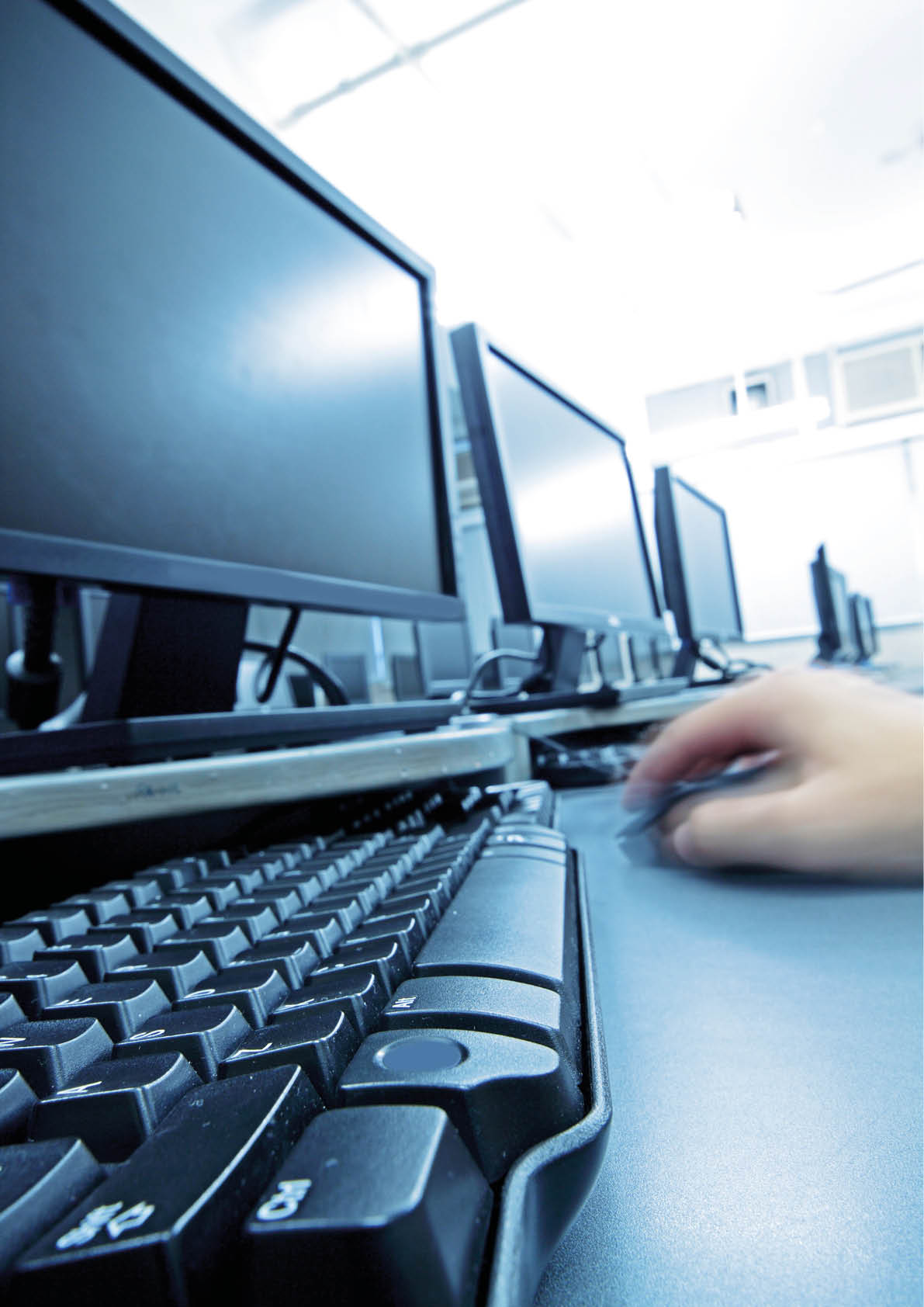 using the computer close up