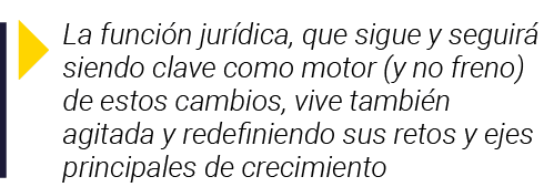  La función jurídica, que sigue y seguirá siendo clave como motor (y no freno) de estos cambios, vive también agitada   