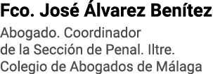 Fco  José Álvarez Benítez Abogado  Coordinador de la Sección de Penal  Iltre  Colegio de Abogados de Málaga