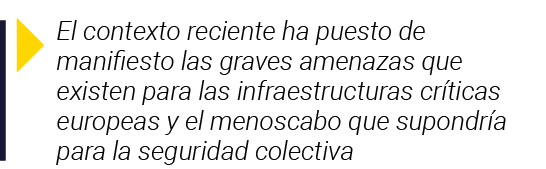  El contexto reciente ha puesto de manifiesto las graves amenazas que existen para las infraestructuras críticas euro   