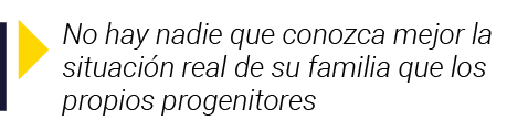  No hay nadie que conozca mejor la situación real de su familia que los propios progenitores
