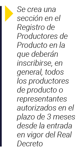  Se crea una sección en el Registro de Productores de Producto en la que deberán inscribirse, en general, todos los p   