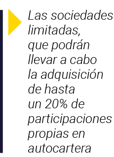  Las sociedades limitadas, que podrán llevar a cabo la adquisición de hasta un 20% de participaciones propias en auto   