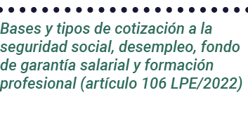 Bases y tipos de cotización a la seguridad social, desempleo, fondo de garantía salarial y formación profesional (art   
