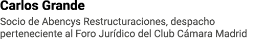 Carlos Grande Socio de Abencys Restructuraciones, despacho perteneciente al Foro Jurídico del Club Cámara Madrid