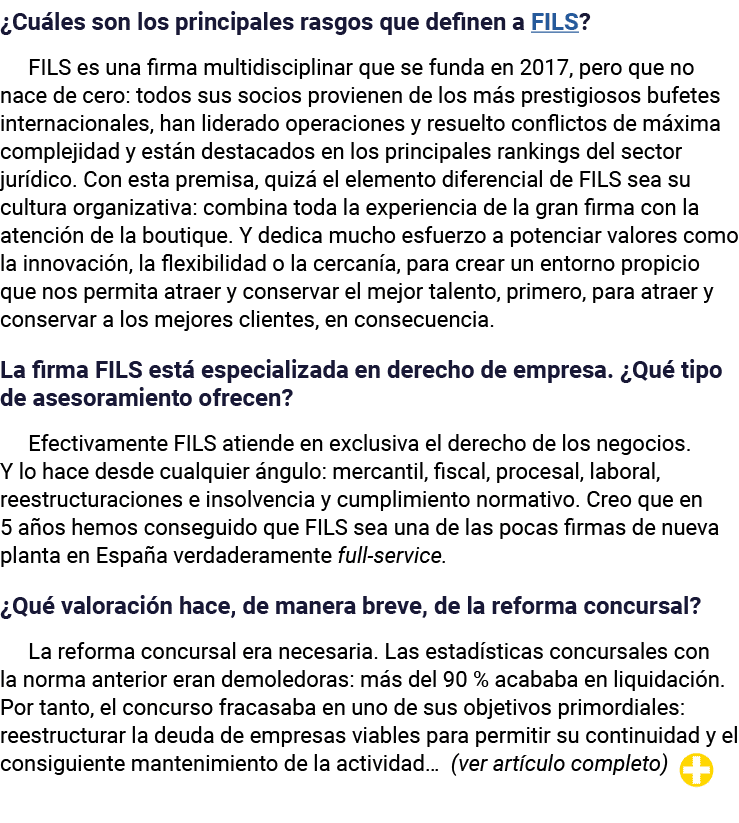  Cuáles son los principales rasgos que definen a FILS  FILS es una firma multidisciplinar que se funda en 2017, pero    