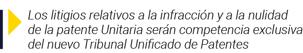  Los litigios relativos a la infracción y a la nulidad de la patente Unitaria serán competencia exclusiva del nuevo T   