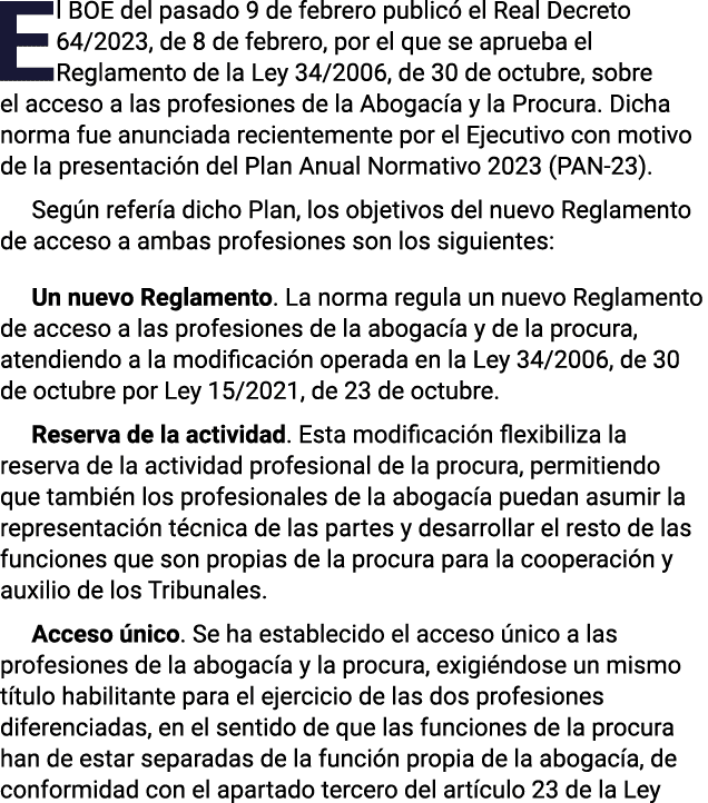 El BOE del pasado 9 de febrero publicó el Real Decreto 64 2023, de 8 de febrero, por el que se aprueba el Reglamento    